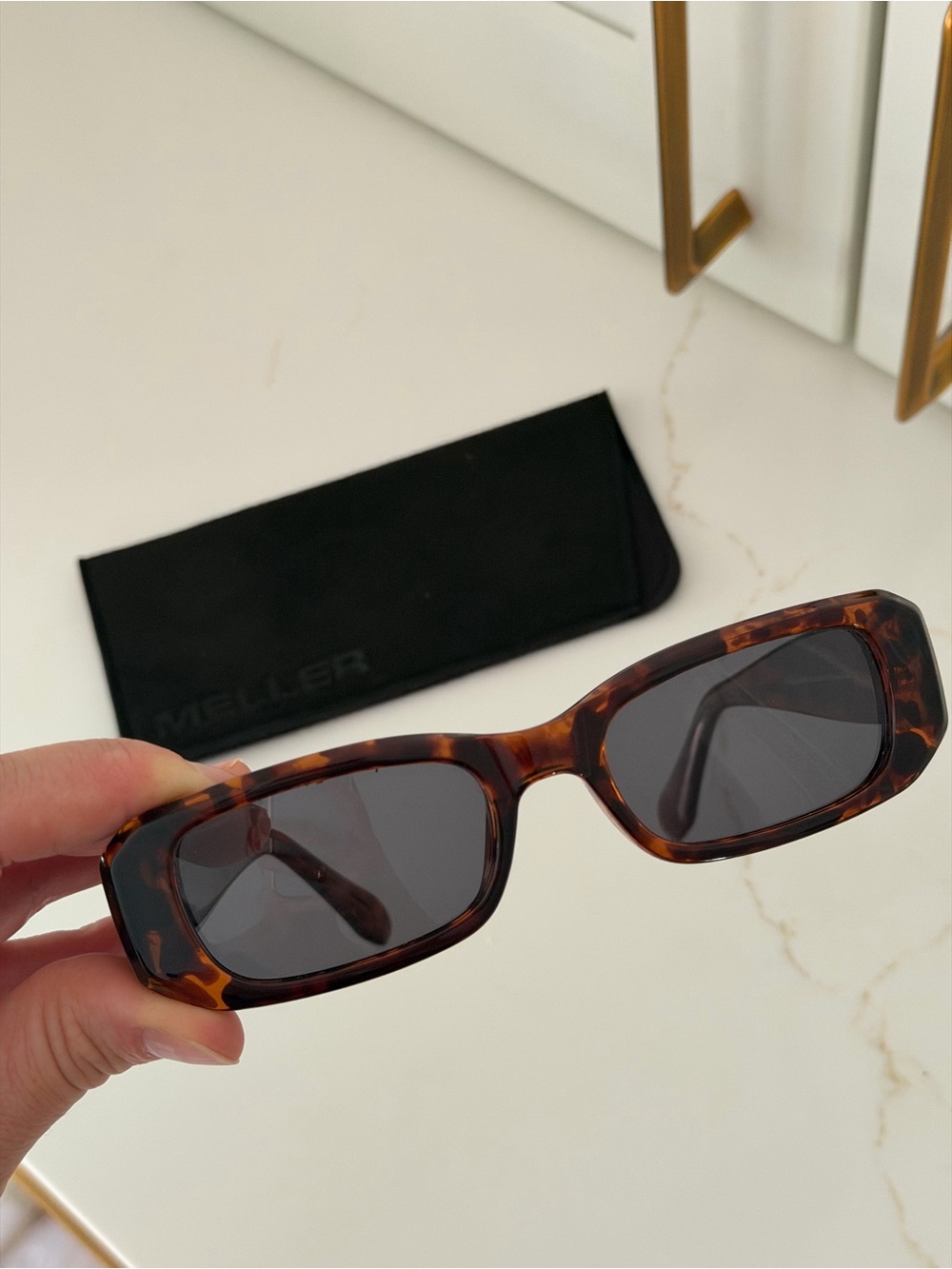 Tortoiseshell Rectangular Women's Sunglasses - Brown